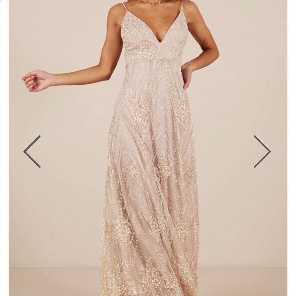 “Called Out Gold Dress” Showpo